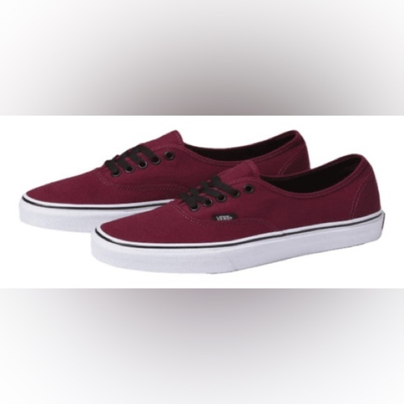 Vans Maroon Canvas Shoes with Black Accents - Picture 1 of 6